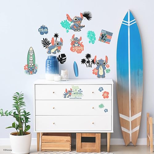 RoomMates Calcomanías de pared Disney Stitch Surf's Up Peel & Stick por RoomMates, RMK5367SCS