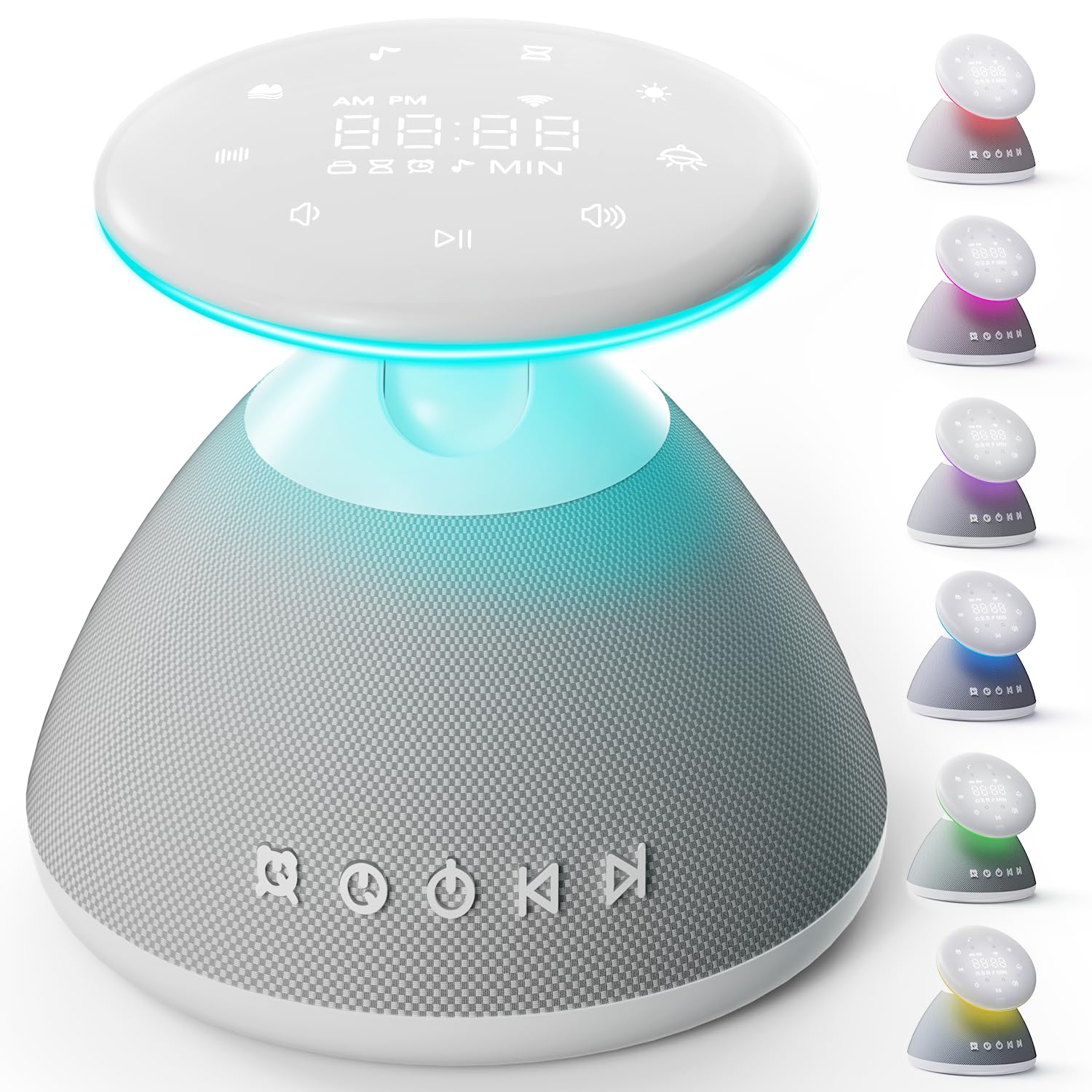 Machine à bruit blanc pour dormir, 50 sons apaisants sans boucle, veilleuse 7 couleurs avec luminosité réglable, minuterie et réveil, contrôle à écran tactile pour bébés, enfants, adultes, maison et