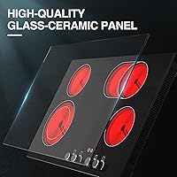 Vista 3 de Placa de cocina eléctrica, encimera eléctrica integrada de 30 pulgadas con 4 elementos, control táctil y de perilla, 9 niveles de calefacción