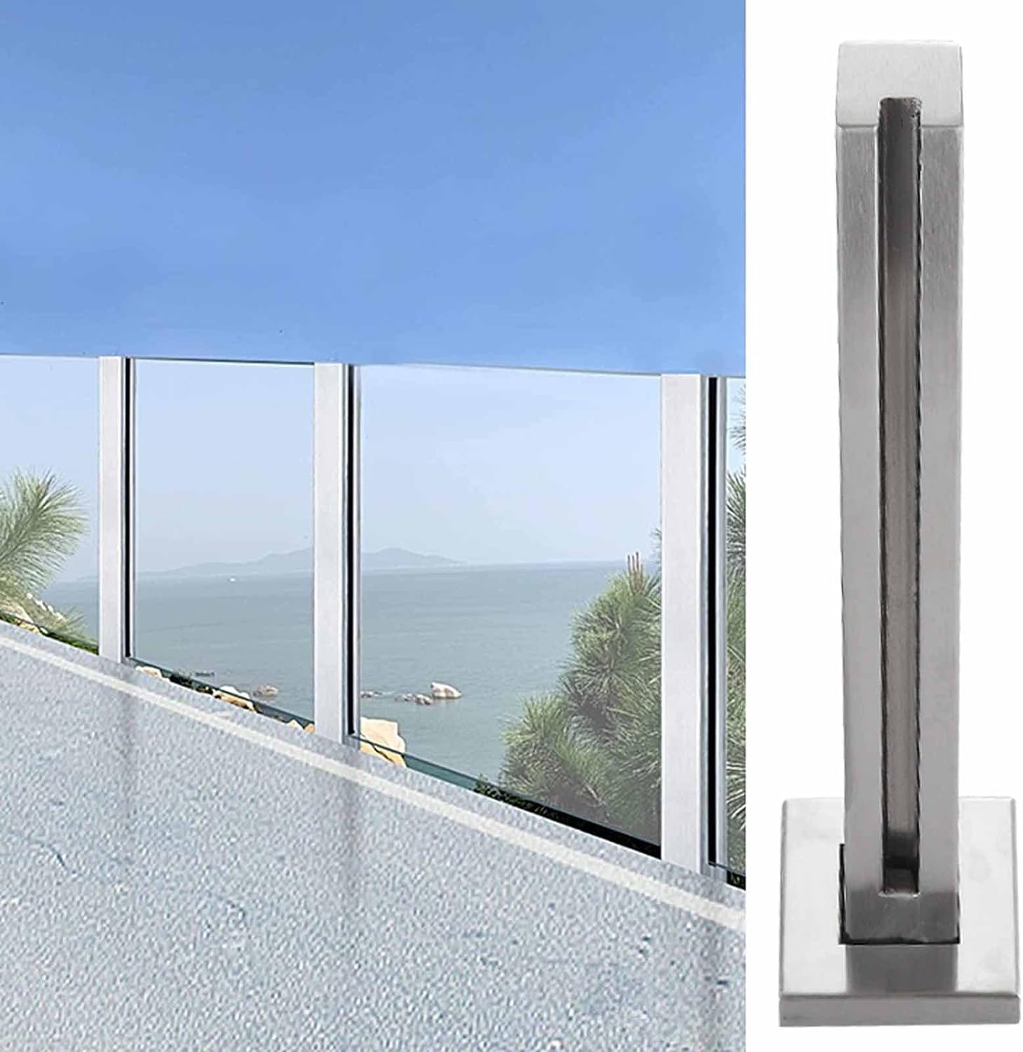 Poteau de balustrade en verre argenté en acier inoxydable pour un garde-corps moderne