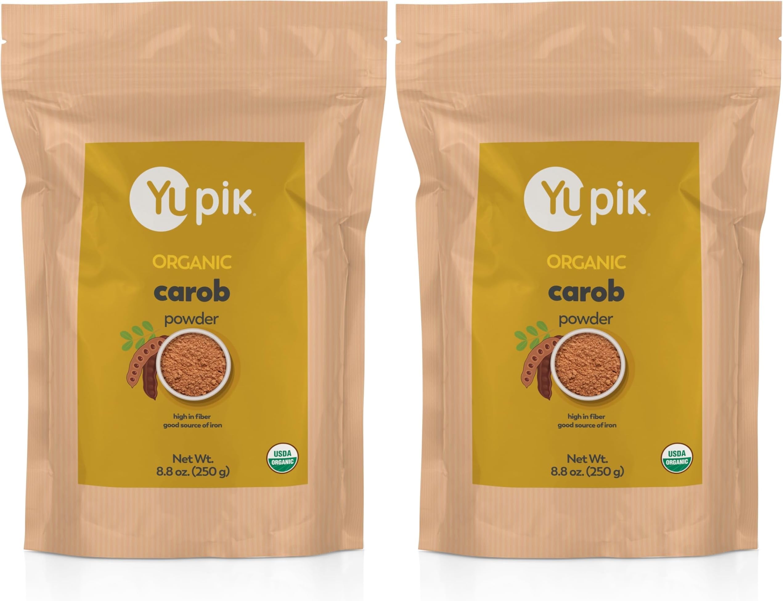 Yupik Organic Pure Carob Powder Superfood, 8.8 Ounce (Pack of 2)