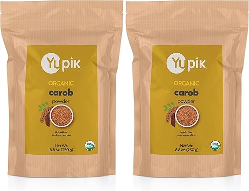 Vista 3 de Yupik Superalimento orgánico en polvo de algarrobo puro, 8.8 onzas