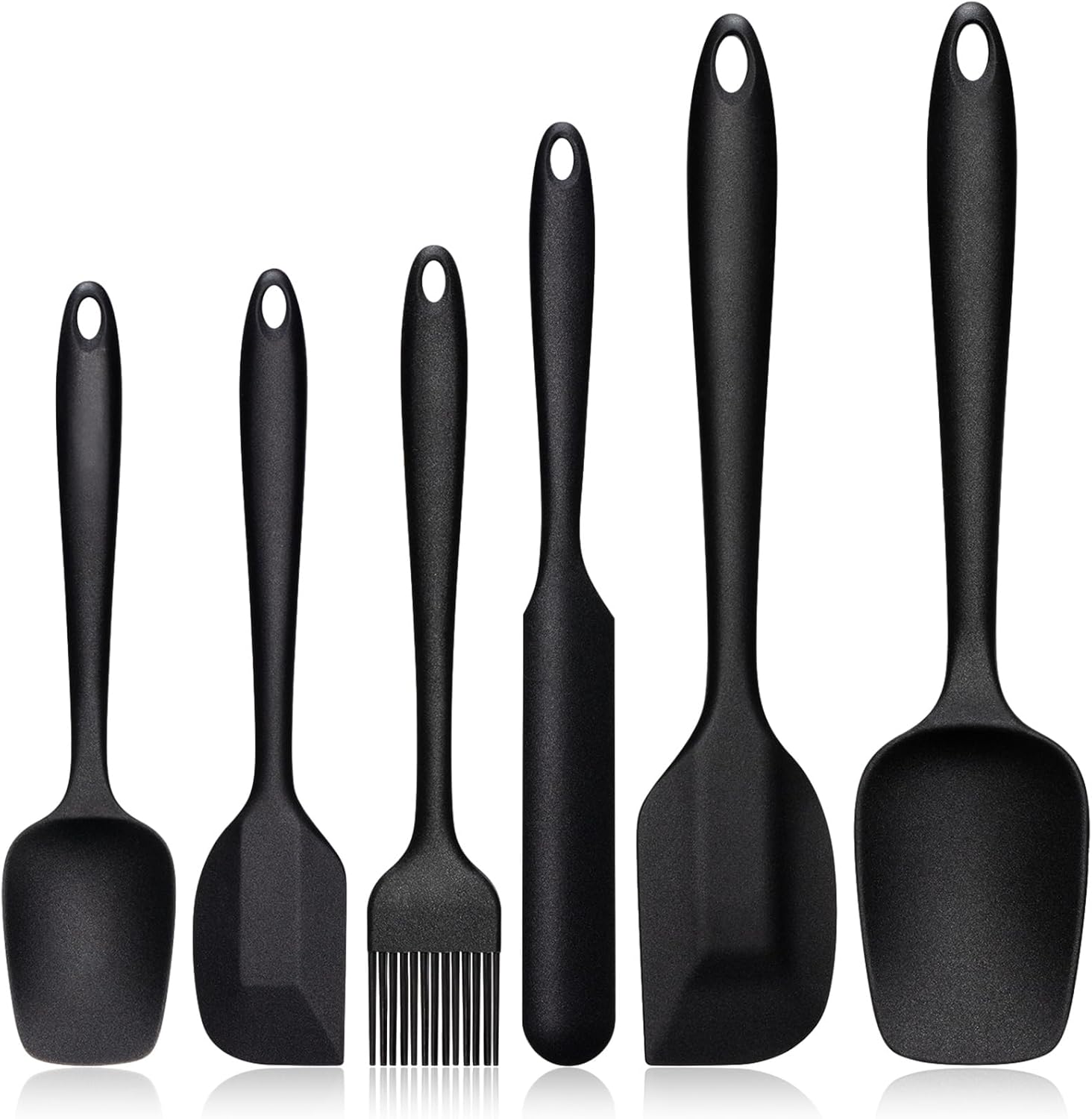 Silicone Spatula Set, 6PCS Heat Resistant Spatulas for Cooking, Food Grade Silicone Rubber Spatula Set for Baking, Non Stick Dishwasher Safe BPA-Free