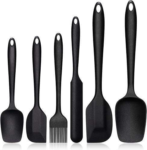 Juego de espátulas de silicona, 6 espátulas resistentes al calor para cocinar, juego de espátulas de goma de silicona de grado alimenticio para