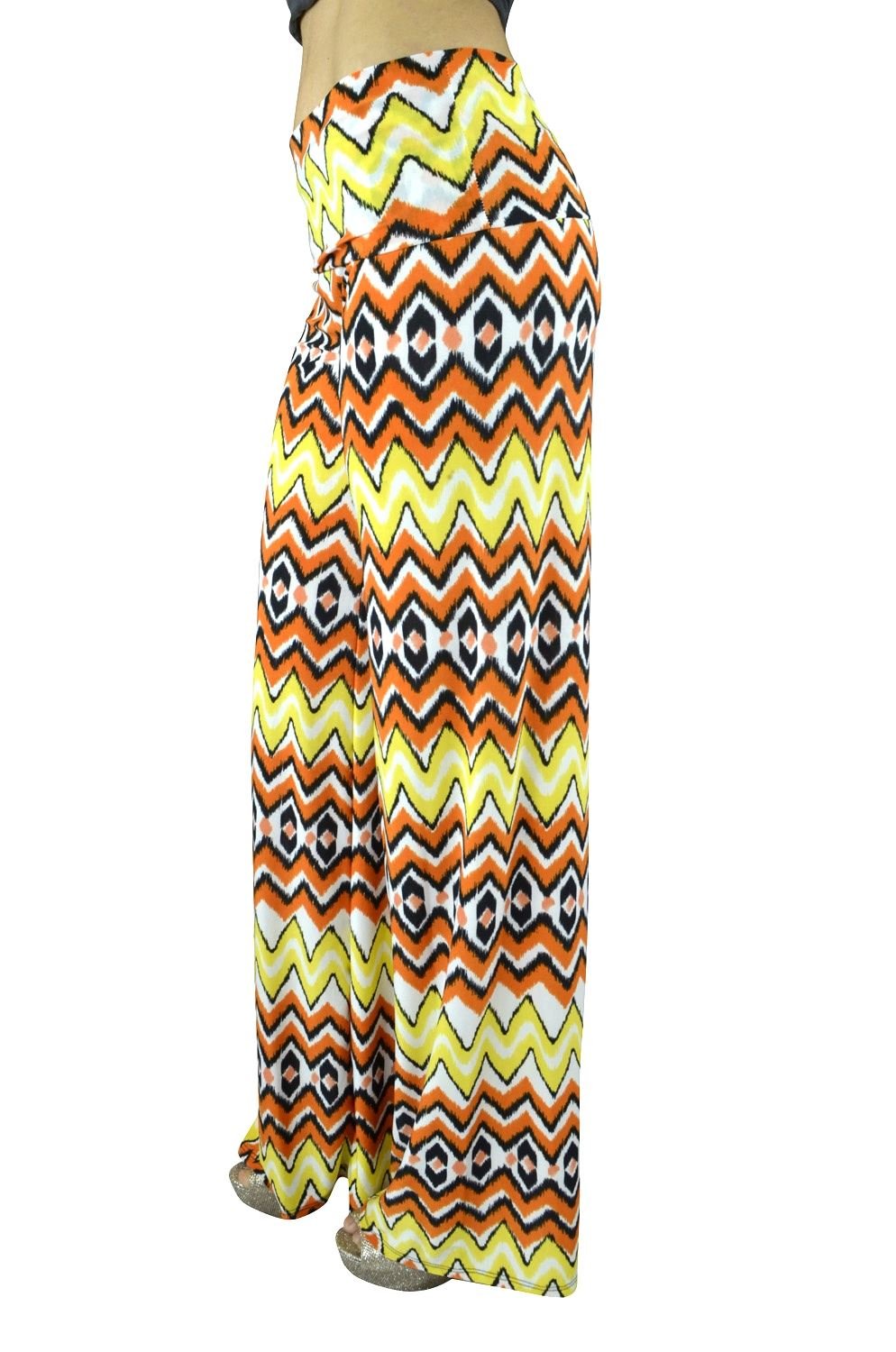 Belle Donne Women Palazzo Pants Chevron Aztec Tribal Highwaist Pants Plus Size