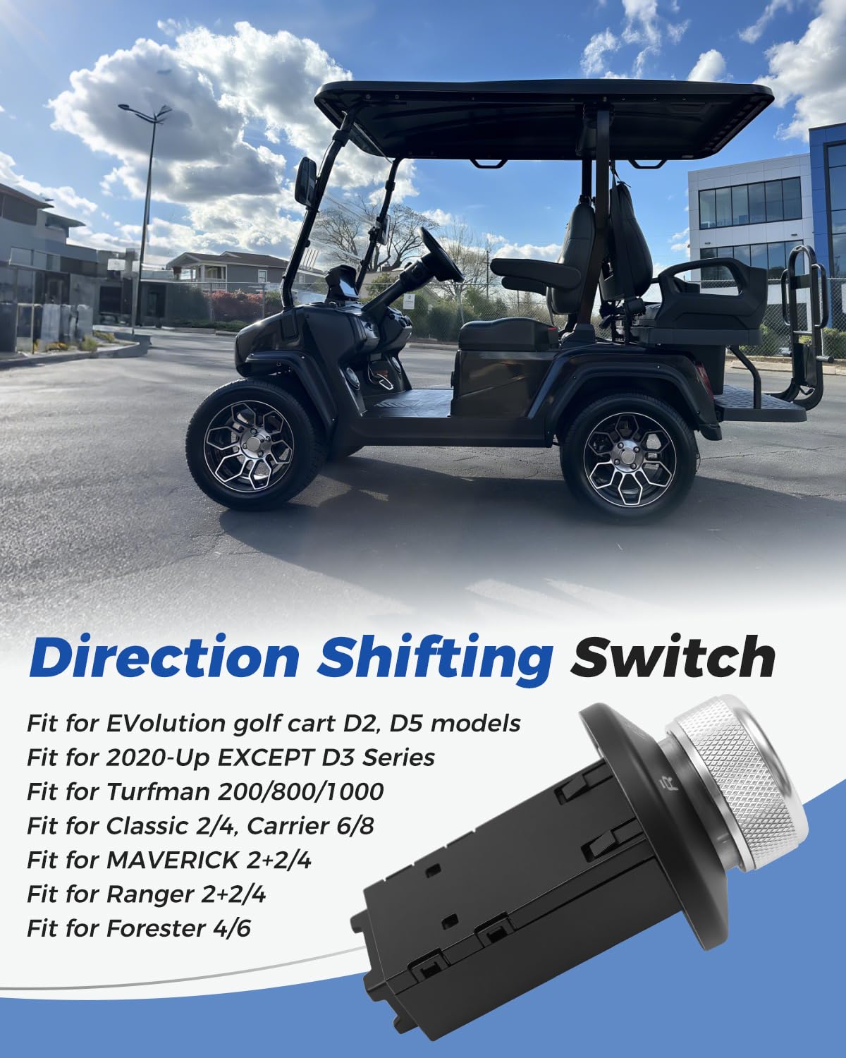 Golf Cart Direction Shifting Switch Assembly Forward Reverse Fit for Evolution D2 D5 Classic 2/4 6/8 Forester 4/6 Turfman 200 800 1000, Fit for Ranger Maverick 2+2 4, Replace 2.04.0916