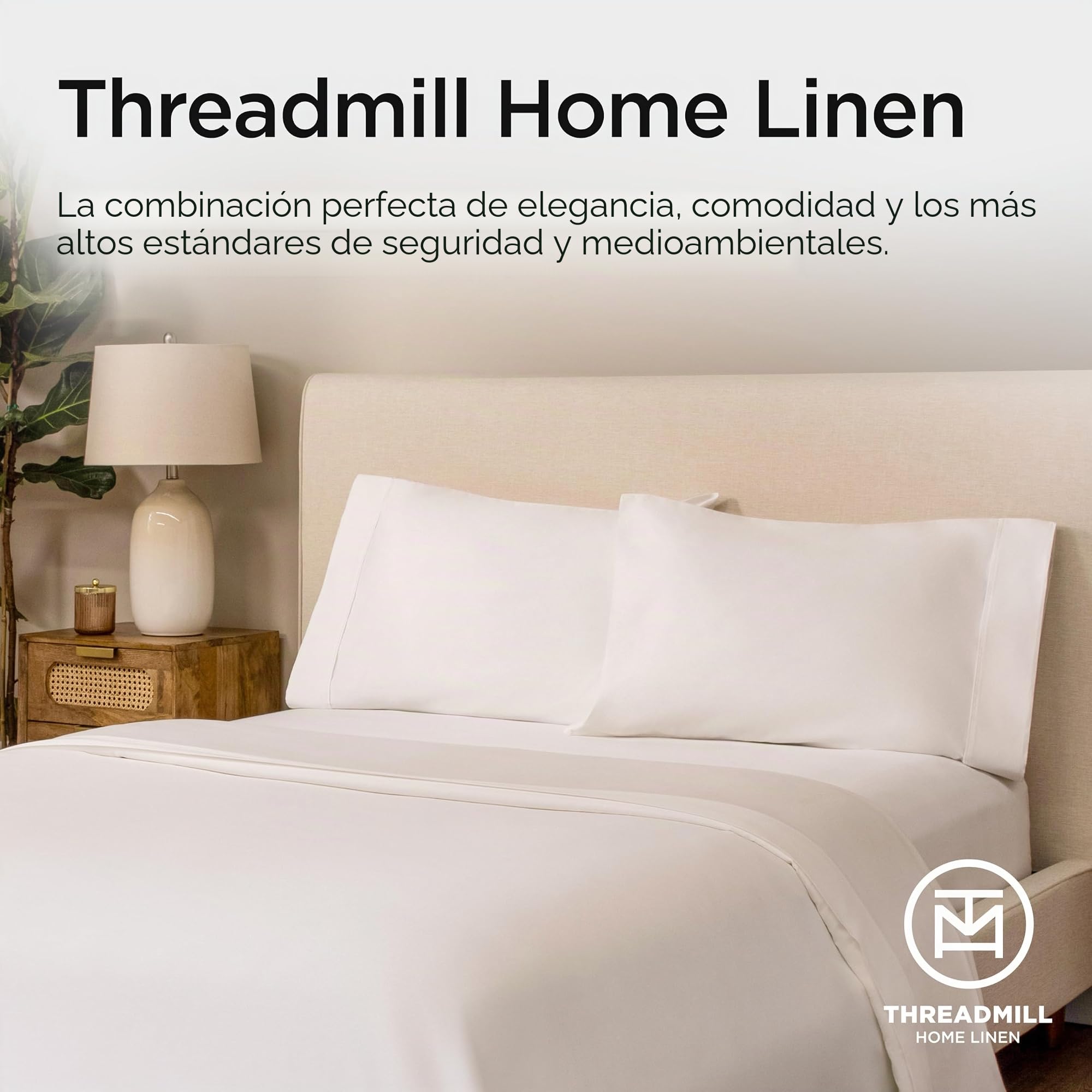 Threadmill Home Linen Juego de sábanas de 1000 Hilos 100% algodón Supima ELS, tamaño California King, Ropa de Cama de Lujo, Juego de sábanas de 4 Piezas, Color Blanco, Tejido de satén Suave.