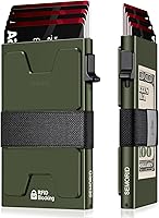 Vista 65 de Cartera delgada de aluminio para hombre, placa trasera expandible duradera, bloqueo RFID, billetera desplegable de metal minimalista, con capacidad