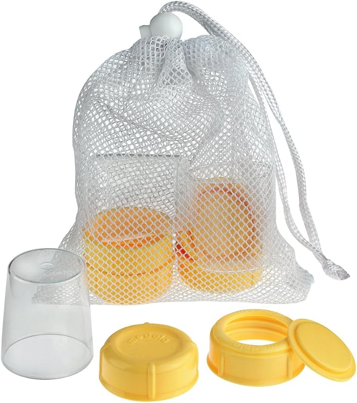 Spare Parts for Breast Milk Bottles, Extra Caps, Lids, Collars, and Discs, Includes Convenient Mesh Bag for Easy Washing, Bottle Spare Parts Made Without BPA