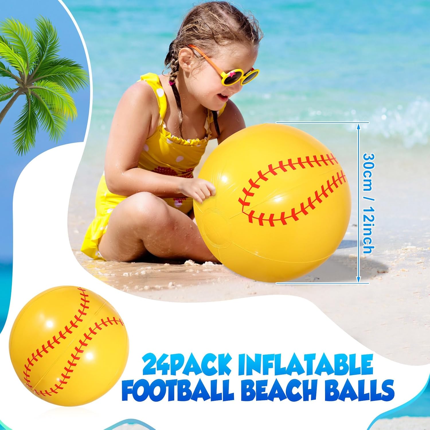Chivao 24 Pieces 16 Inch Softball Beach Balls Inflatable Beach Balls Bulk Sports Themed Party Favors Pool Float Toy for Birthday Party Decoration Supplies Outdoor Summer Swimming