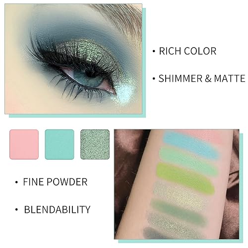 Miniatura 4 de Erinde Paleta de sombra de ojos de 9 colores, paleta de sombra de ojos con brillo mate, altamente pigmentada, larga duración, impermeable, natural,