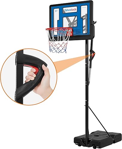 Miniatura 9 de Yaheetech Aro de baloncesto portátil con sistema de portería de baloncesto para interiores y exteriores, altura del aro ajustable de 7.5 a 10 pies