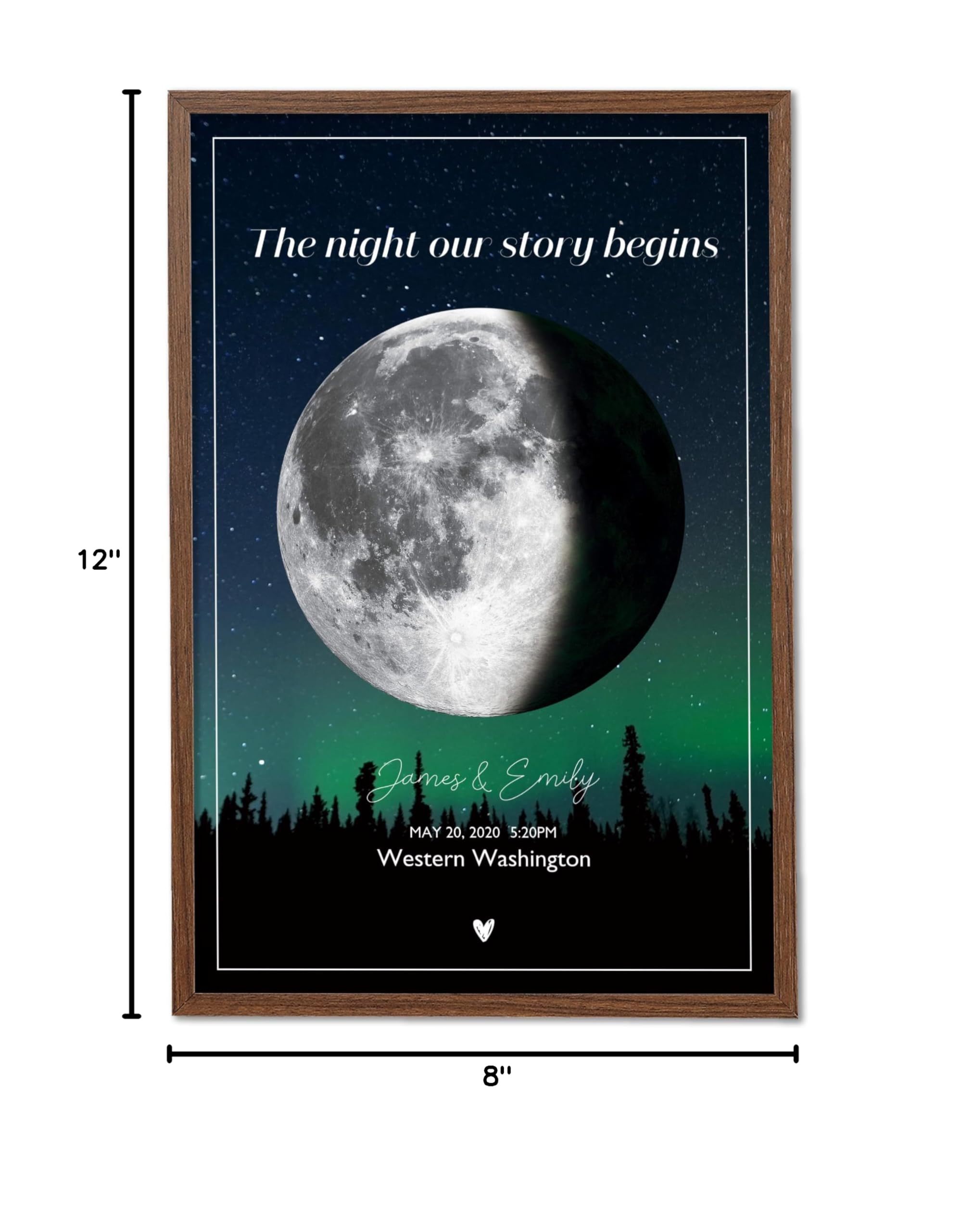 Custom Moon Phase Poster – Personalized Moon Gift for Mom, Dad, Wife, or Partner – Anniversary, Birthday or Wedding Night Sky Print – Unique Celestial Wall Art for Home Décor (Moon Phase Style 04)