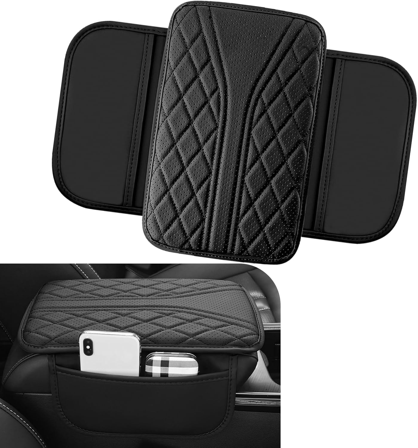 Woniyal Car Armrest Cushion for BMW 1er | Typ F20 & F21 | Bj. 2015-2017, Waterproof Leather Center Console Cover Protector Pad Auto Rest Sleeve Interior Accessories