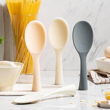 Stand-up silicone rice spoon silicone non-stick rice spoon serving rice spoon, white