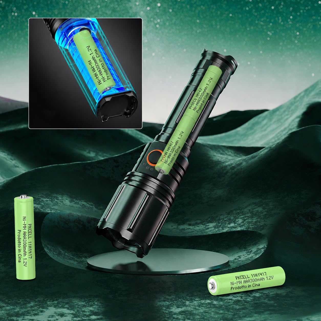 PKCELL Batteria ricaricabile AAA 300 mAh NI-MH 1,2 V, batteria precaricata per lampada solare da giardino, 4 pezzi