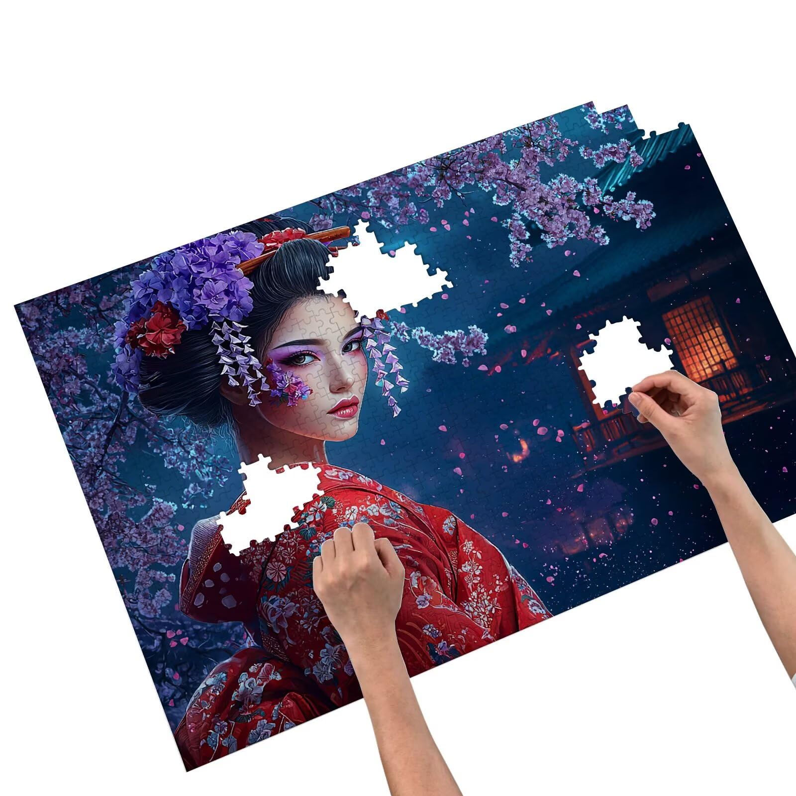 Puzzle dla dorosłych, 2000 elementów, Japonia, 2000 elementów, z pudełkiem na prezent, drewniane puzzle dla dorosłych z naturalnym drewnem, prezenty dla kobiet, mężczyzn, duże, drewniane puzzle