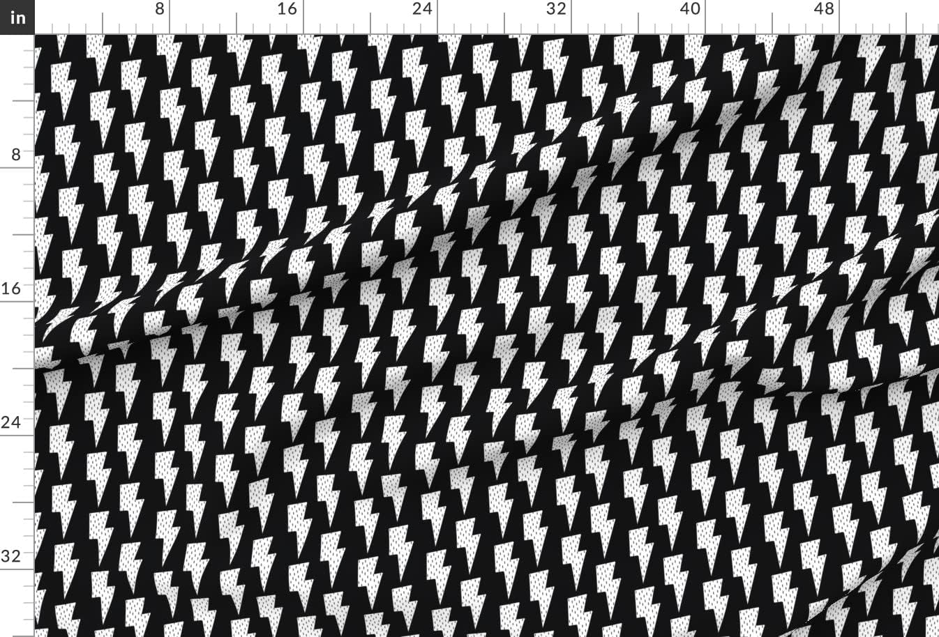 Spoonflower Fabric - Black White Storm Weather Lightning Rain Raindrops Printed on Minky Fabric by The Yard - Sewing Baby Blankets Quilt Backing Plush