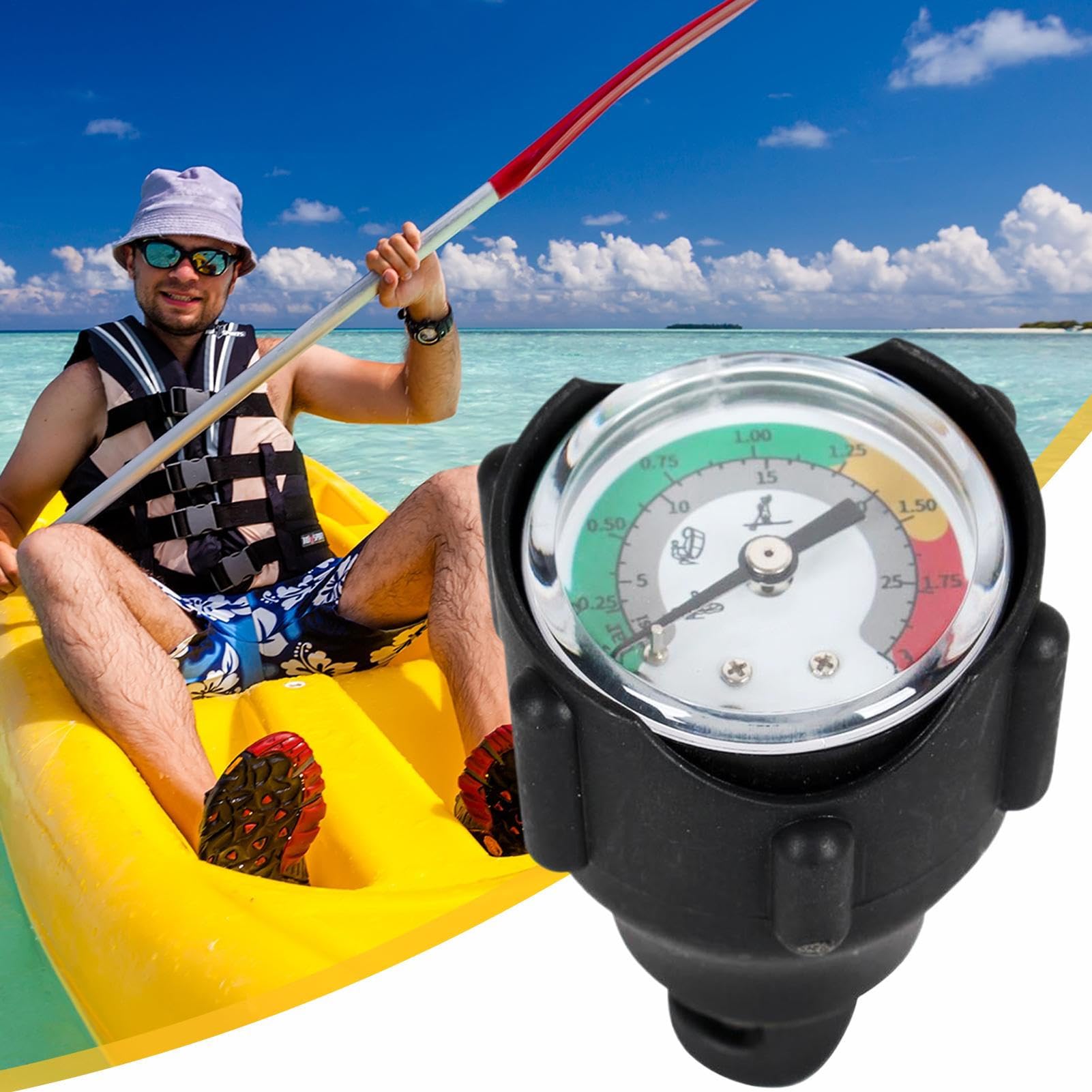 Manomètre de pression d'air - manomètre pour bateau pneumatique | Buse à air et accessoires de compresseur avec sac de rangement Baromètre à pour bateau gonflable Fournitures de pompe à eau pour s