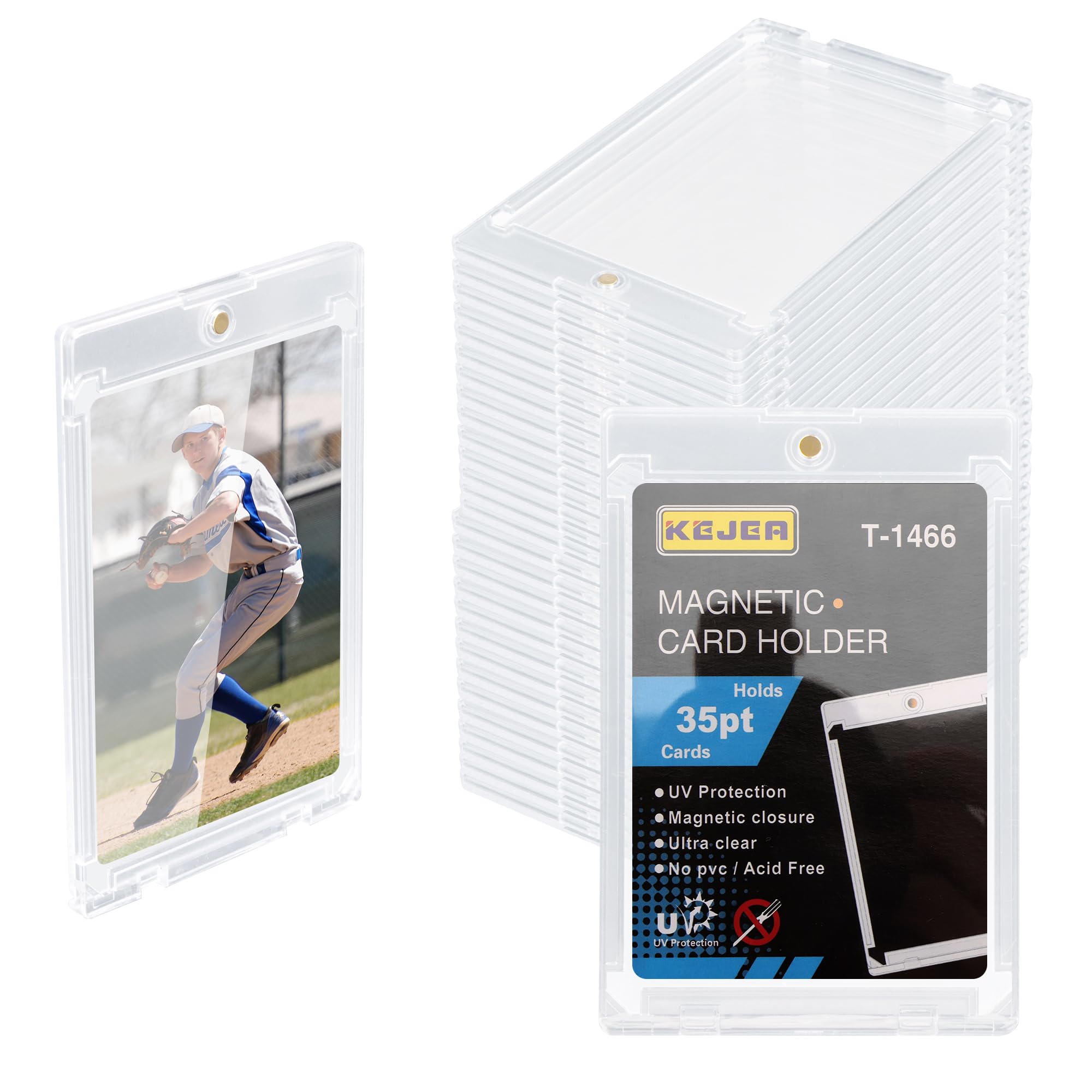 WeeGoo 30 Pcs Magnetic Trading Card Holders 35PT, Trading Card Protectors with UV Protection