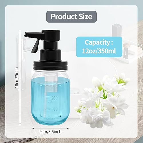 Miniatura 9 de Dispensador automático de jabón de vidrio líquido con sensor táctil de 12 onzas, dispensador de jabón de tarro Mason manos libres, botella de loción