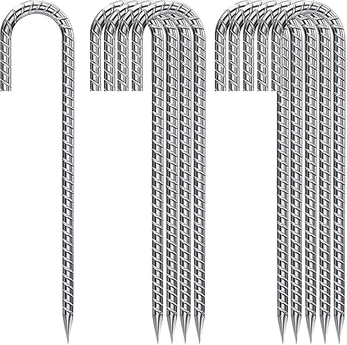 Estacas de barra de refuerzo con gancho en J de 12 pulgadas, estacas de tierra para decoraciones de Navidad, estacas de barras de refuerzo para