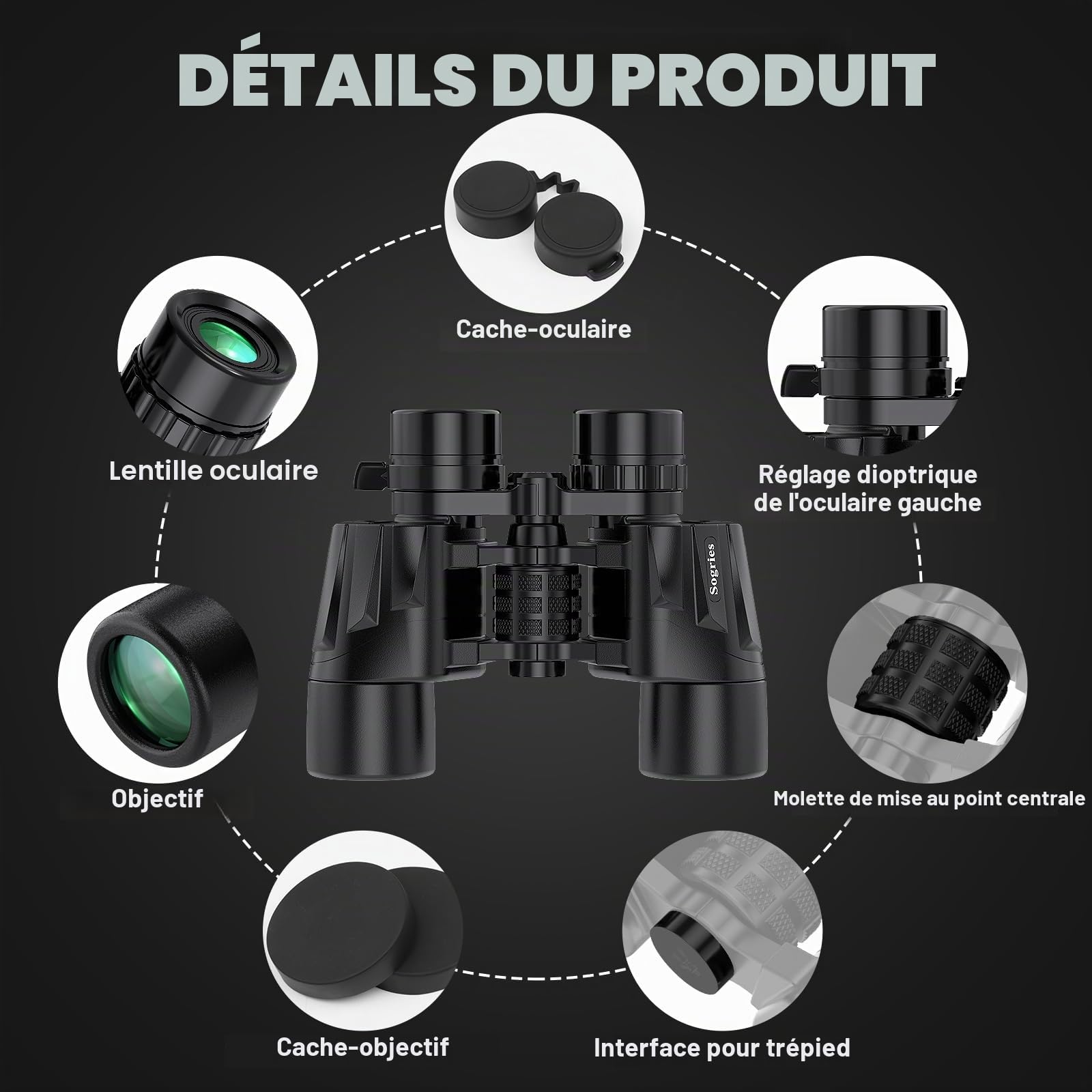 Sogries Jumelles Zoom 6-16x40 pour Adultes | Grossissement variable, lentilles FMC, prisme BAK4, pour observation des oiseaux, nature et événements