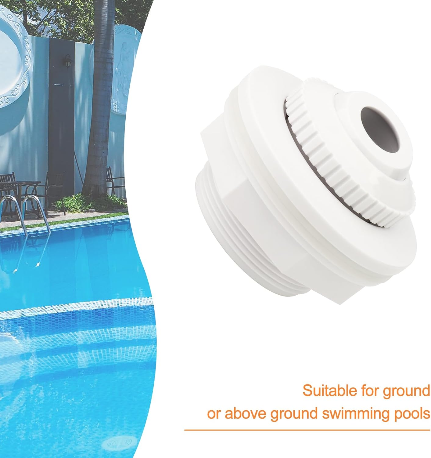 GASHER 5Pcs SP1023 Pool Inlet Return Fitting, 1-1/2" Above Ground Pool Inlet Return Fitting with Locknut and Gasket SP1419D Opening Directional Flow Inlet Fitting