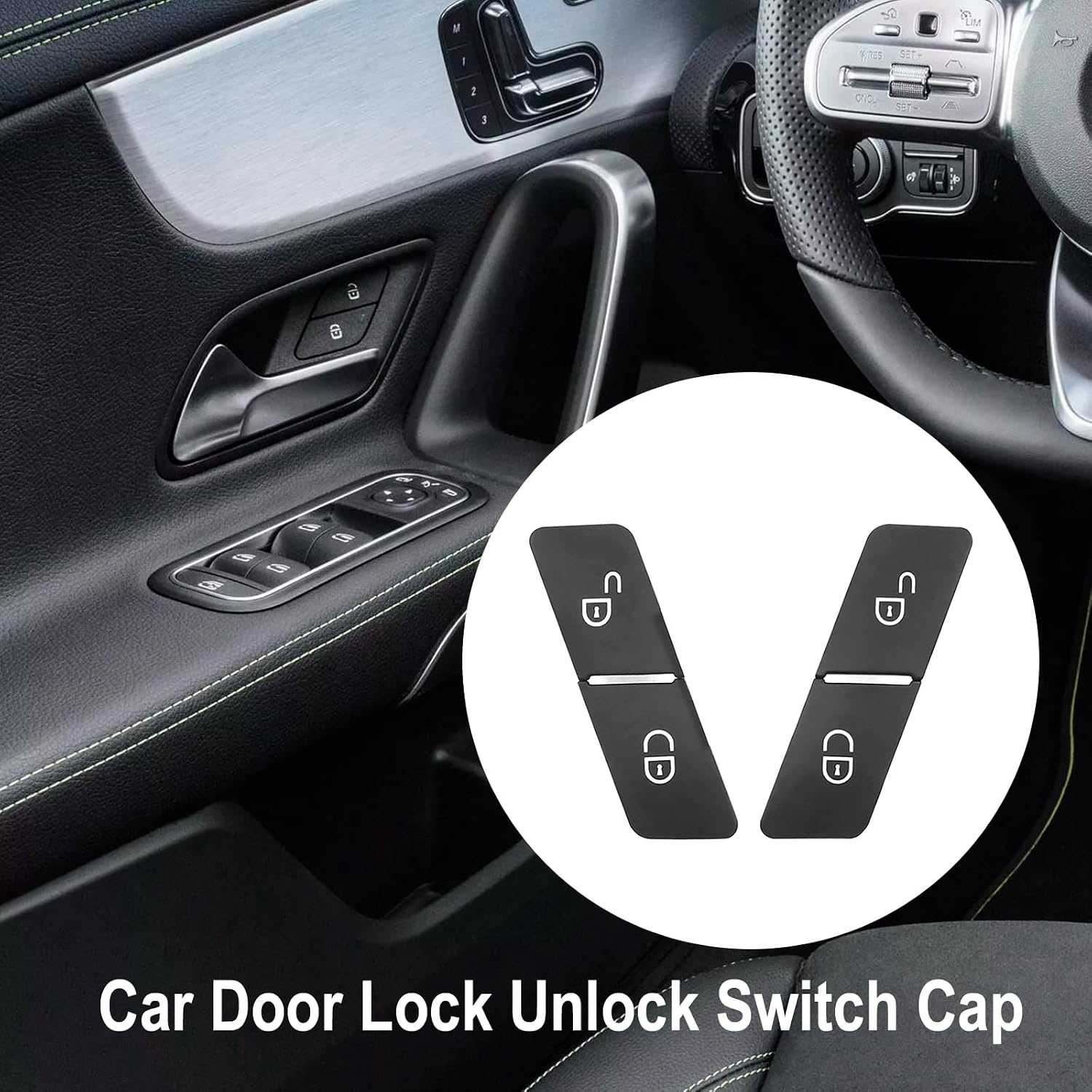 MDEOOSKY 4Pcs 2049058402 Door Lock Switch Button Cover, Replacement for Mercedes Benz ML W166, B Class W246, C Class W204, CLA W117 CLA260, CLS-Class W218, E-Class W212