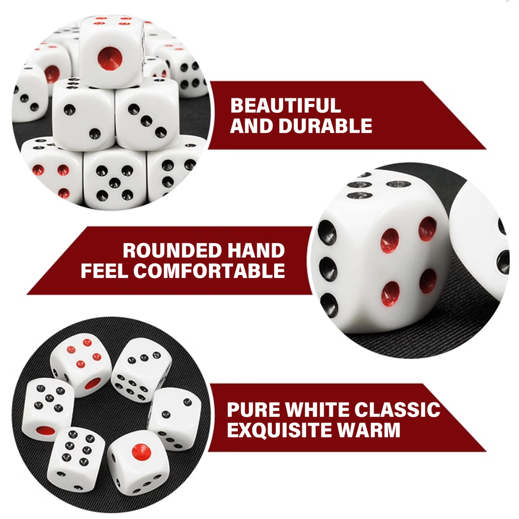 Set di Dadi da 50 Pezzi, Dadi in Acrilico a 6 Facce, Mini da 8 mm con Punti Neri e Rossi per Giochi da Tavolo, insegnamento della Matematica, attività, Tema del Casinò, bomboniere del Casinò