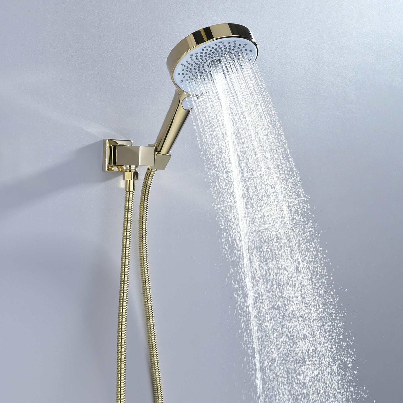 Alcachofa de Ducha Alta presión con 1.5m Manguera de Ducha, Ducha de Mano con 3 Modos Baño de Ahorro de Agua, Fácil de Instalar, Boquillas De Silicona, Ahorro De Agua, Oro Cepillado