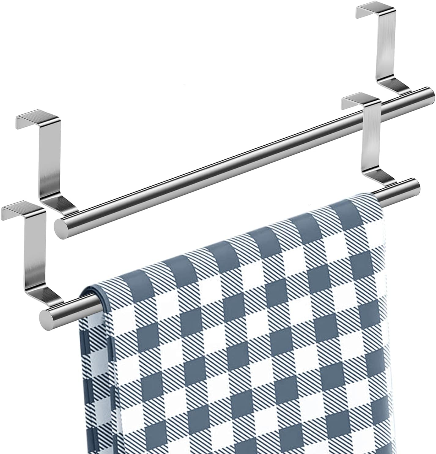 Mosuch Stainless Steel Over Cabinets Door Towel Rack, 14" Bar Holders fit for 0.8" Width Cabinet Cupboard Doors to Hold Hand and Dish Towels 2 Pack