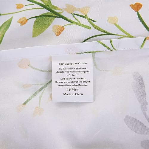 Miniatura 8 de URBONUR Juego de 2 fundas de almohada 100% algodón con estampado floral, suaves, transpirables, refrescantes, decorativas, tamaño King, 20 x 36