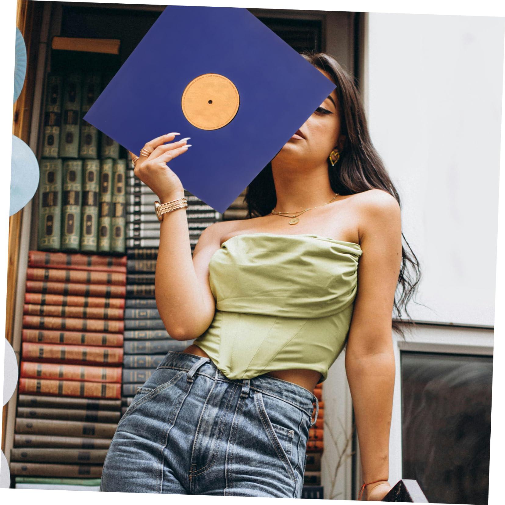 Mikinona Custodia Giacca per Vinile in Carta Kraft Blu, Protezione Resistente per 12 Pollici, Confezione da 10 Pezzi per Conservare Album e Dischi Vinile in Modo Sicuro