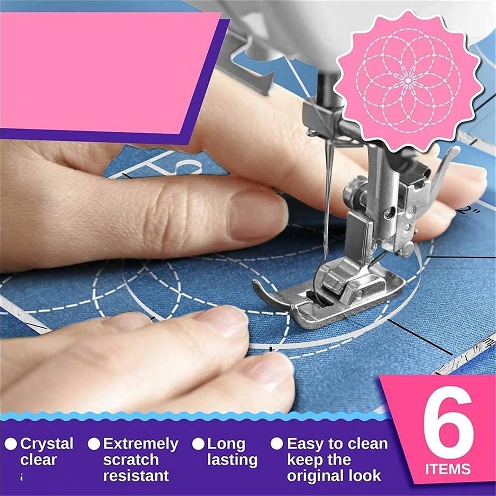 Reglas for Acolchar De 6 Piezas | Plantilla de retales DIY, medidores, máquina de coser, kits de tableros de tela, accesorios