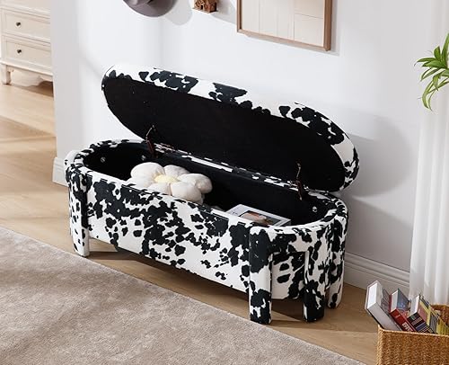 Miniatura 4 de Kmax Banco otomano de almacenamiento de 50 pulgadas, moderno banco de entrada de terciopelo, cómodo banco tapizado para el extremo de la cama, para