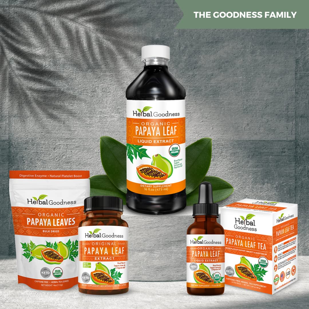 Organic Papaya Leaf Extract Tea For Platelets 24bags - Papaya Enzymes Natural Blood Platelet Tea - For Immune Gut & Digestive Health - Made in the USA (Pack of 2)