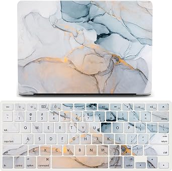 IVY Colored Marble Case for MacBook Air 15 with M2 Models A2941 Hard Shell Case with Keyboard Cover Set - C