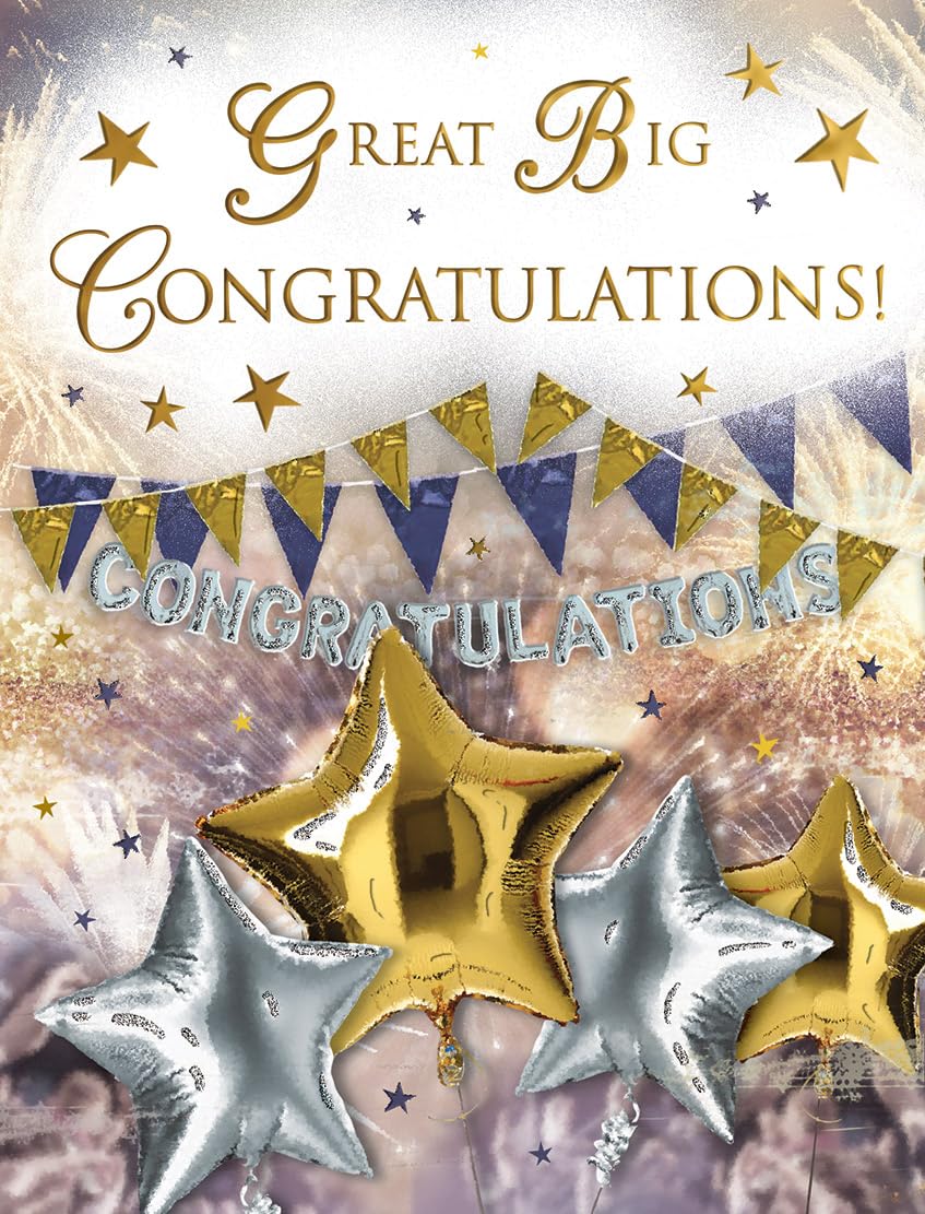 Great Big Congratulations Card Star Balloons - 8 x 6 inches - Regal Publishing