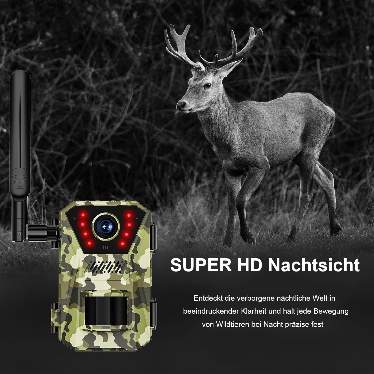 Naturepar F8 Wildkamera – 14MP 4G Wildkamera mit Nachtsicht und Bewegungserkennung 4K Wildtierkamera mit 60MP, WLAN, APP-Steuerung, Nachtsicht & IP66 wasserdicht