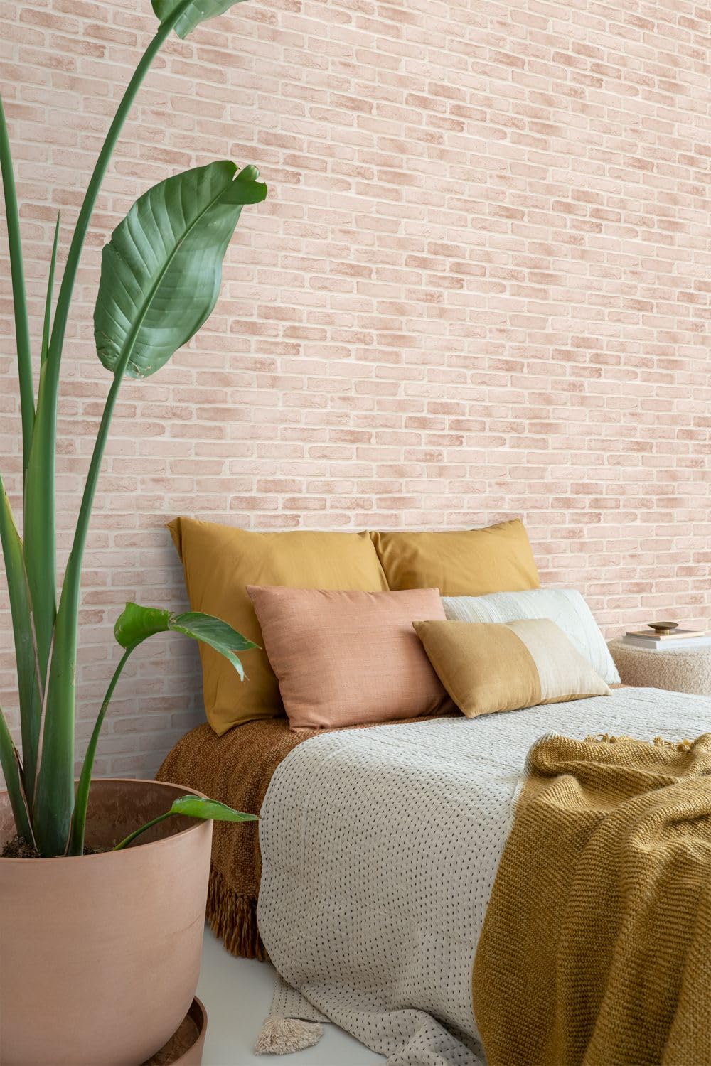 ESTAhome Tapeta cegła jasny brzoskwiniowy róż 53 cm x 10.05 m