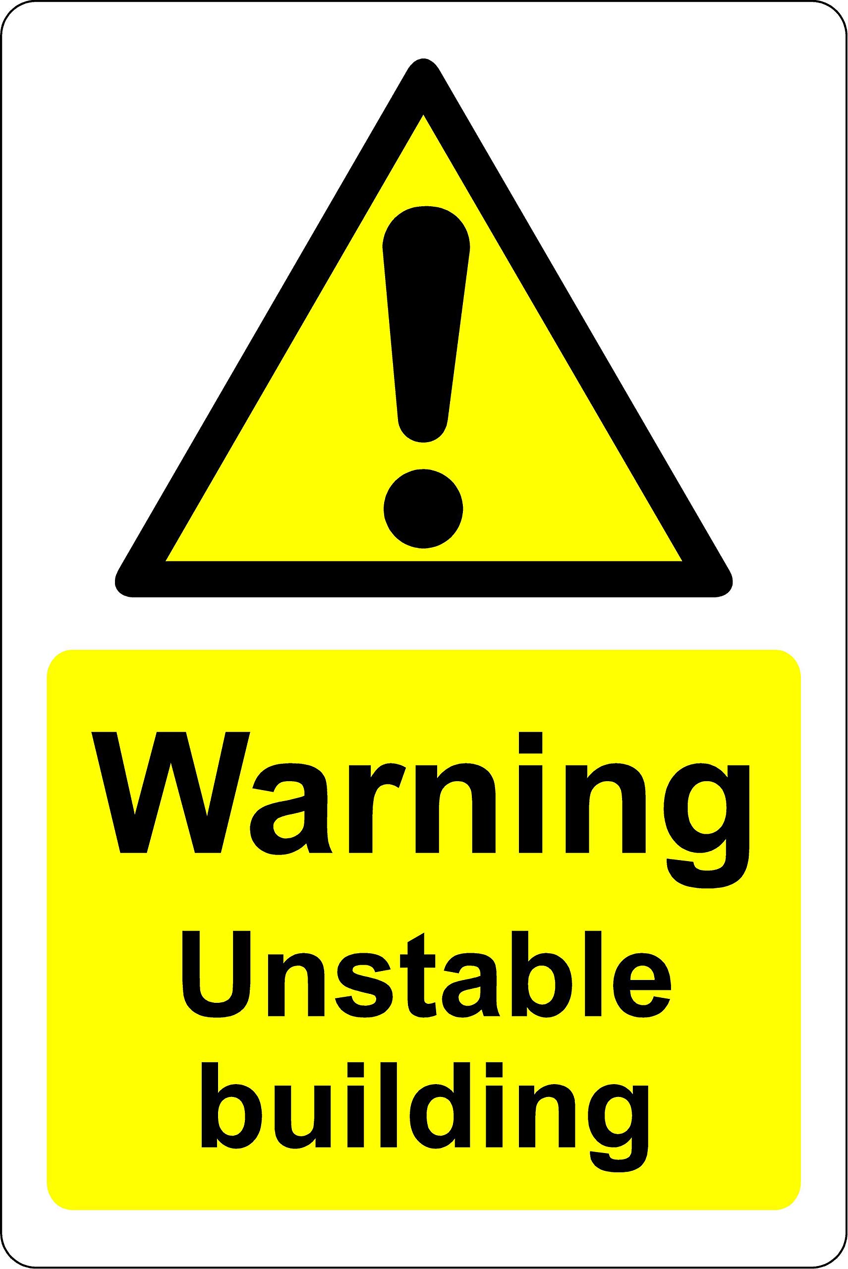 Kpcm Display Ltd Unstable Building Safety Sign - 1.2Mm Rigid Plastic 400Mm X 300Mm