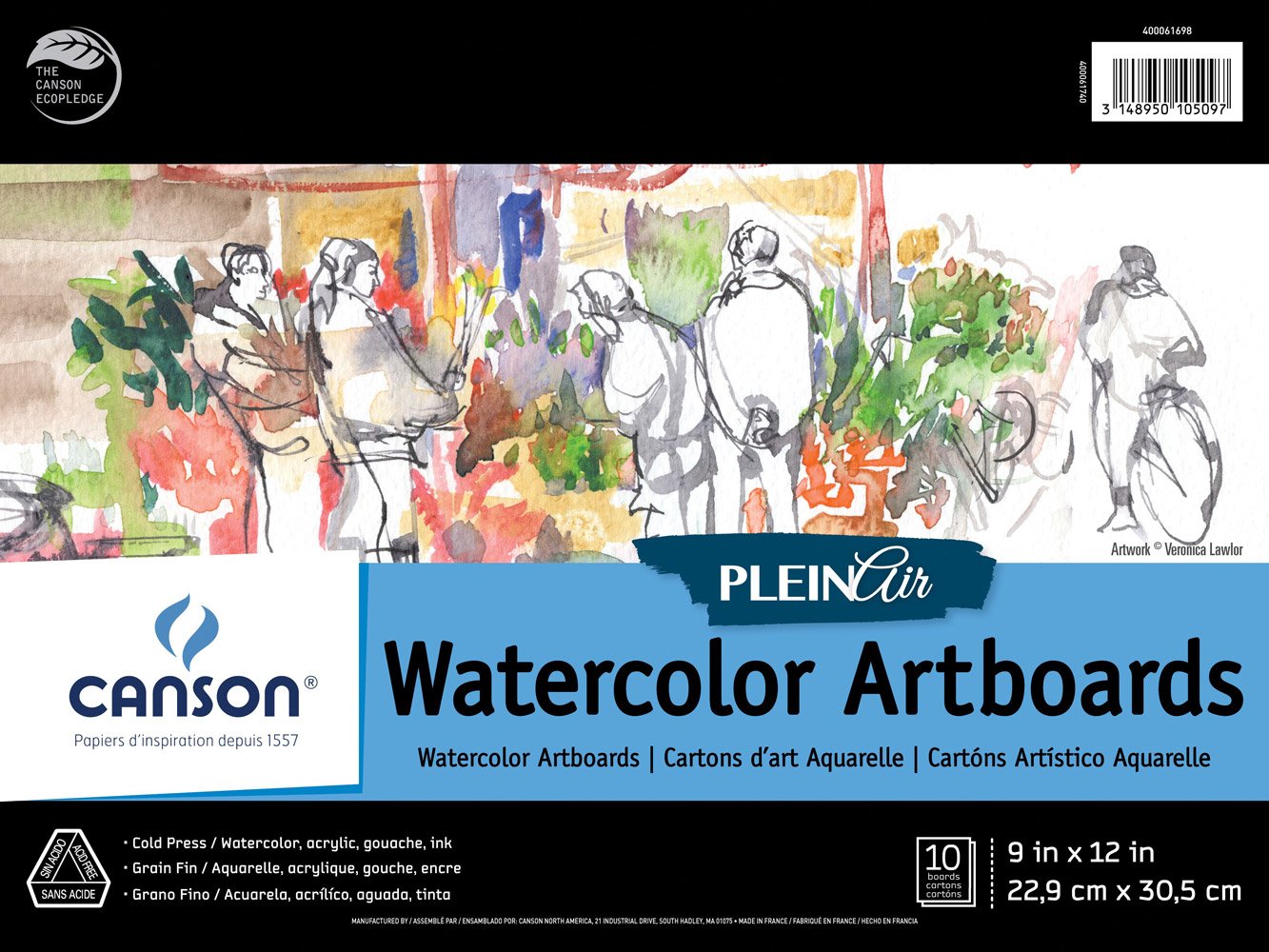 Artist Series Plein Air Watercolor Paper, Fold Over Art Board, 9x12 inches, 10 Sheets - Artist Paper for Adults and Students - Watercolors, Mixed Media, Markers and Art Journaling