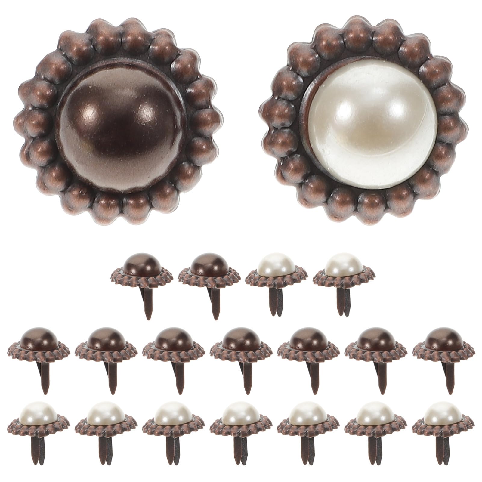 TEHAUX 20pcs Vintage Round Pearl Brads Paper Fasteners Mini Pearl Brads for Craft Scrapbook Handmade Vintage Decor, Random Colors