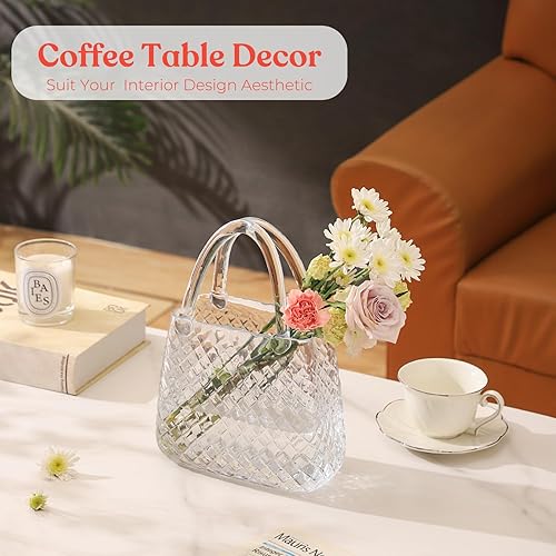 Miniatura 3 de Florero de cristal, florero de cristal para flores, florero de cristal transparente, florero grande de vidrio de 12 pulgadas con patrón en relieve