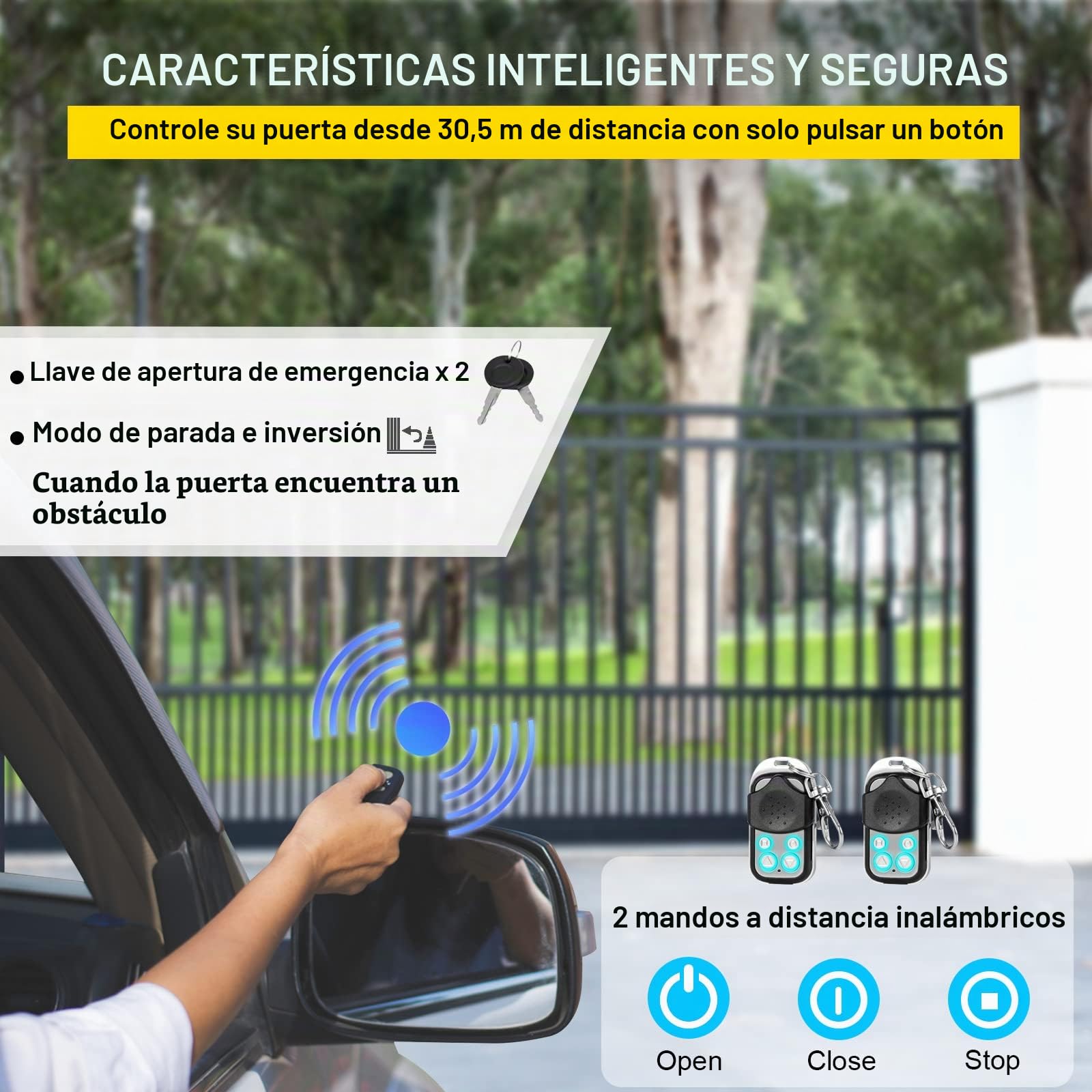 VEVOR Abridor de Puerta Corredera 817 kg con 2 Controles Remotos Kit de Hardware para Operador de Puerta para Seguridad Velocidad de Desplazamiento 13 m/Min Motor Eléctrico para Puerta Corredera