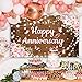 AIBIIN Happy Anniversary Backdrop Photography Background Pink Floral Wedding Anniversary Party Decorations Banner Photo Studio Props Feliz Aniversario Decoracion 70.8 x 43.3 inch