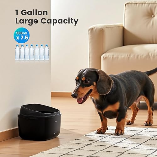Miniatura 3 de Gardner Pet Fuente de agua para mascotas de 1 galón, fuente de agua para perros Vortex, fuente automática ultra silenciosa para gatos con filtro,