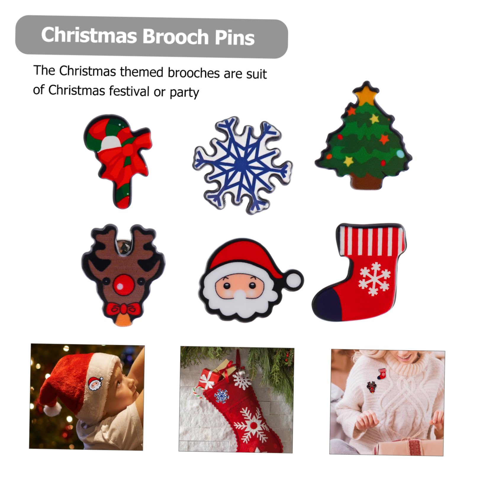 COLLBATH 8 Broches de Solapa de Dibujos Animados Navidad Estilo para Fiestas Temáticas de Niños y Adultos Estilo Aleatorio