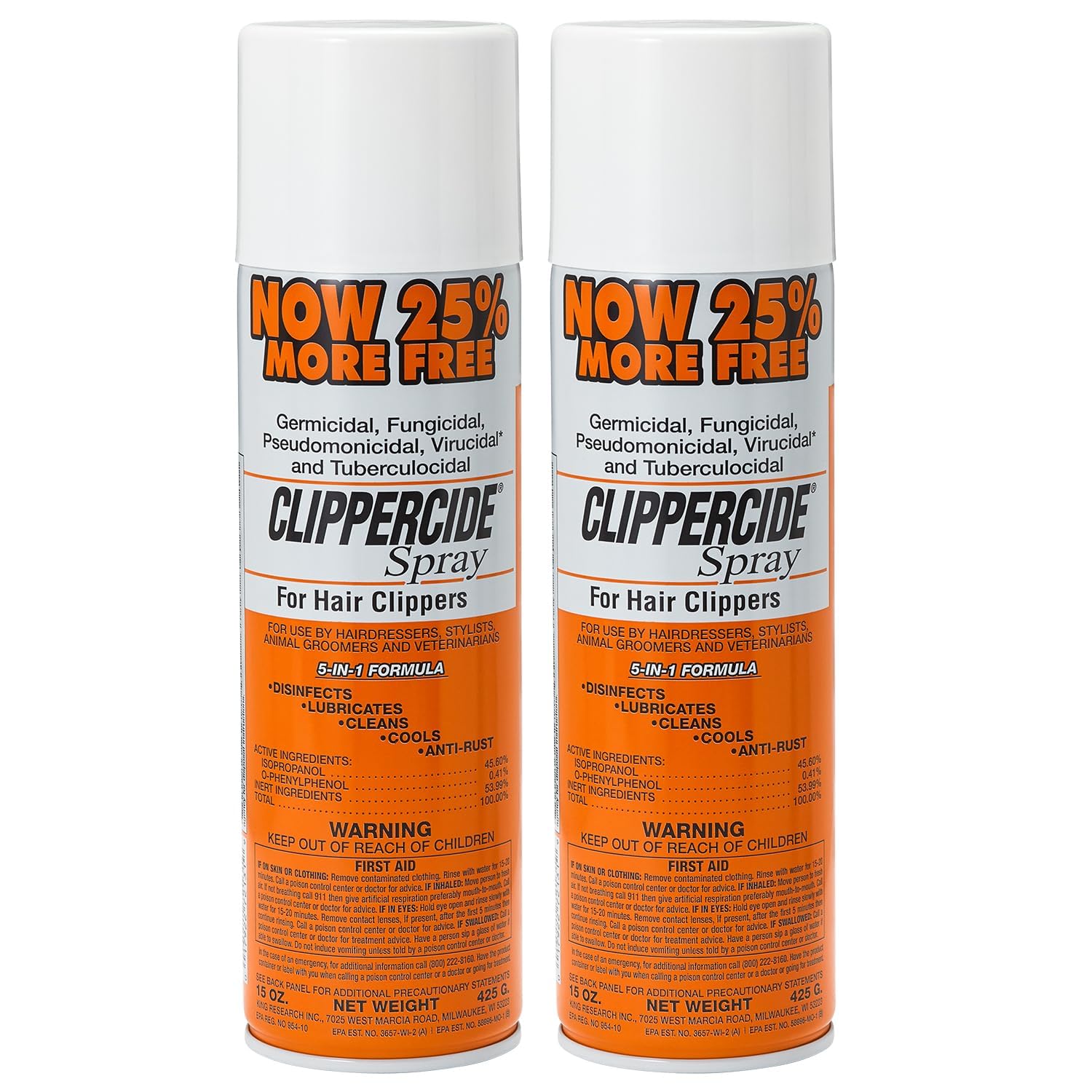 Clippercide SPRAY FOR HAIR Clippers 5-in-1 Formula 25% MORE / . by Clippercide, 15. OZ, 425G